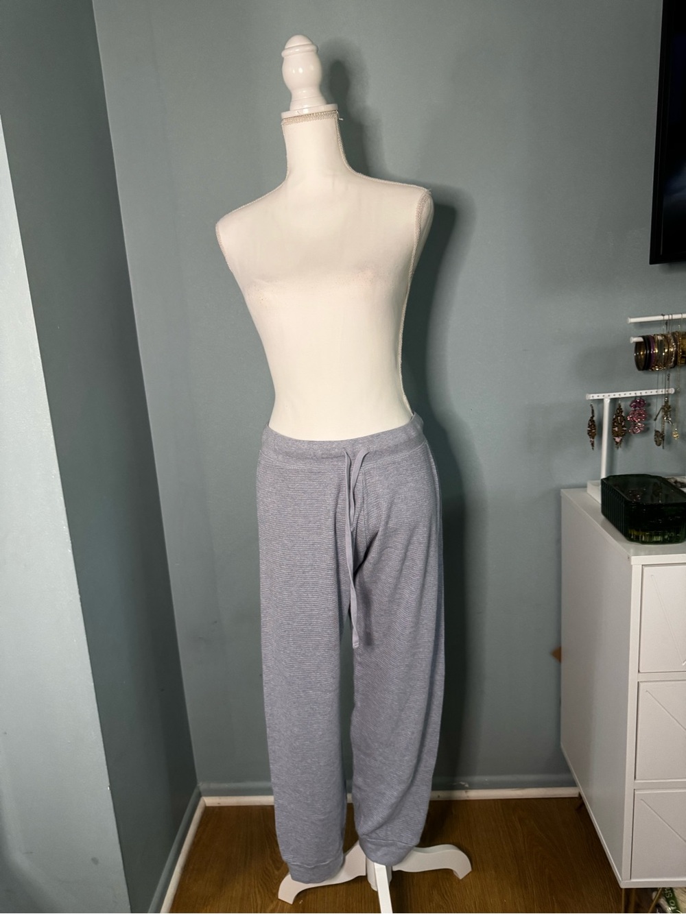EUC DYLAN comfy fitting blue Waffle Knit Lounge JOGGER pants SMALL